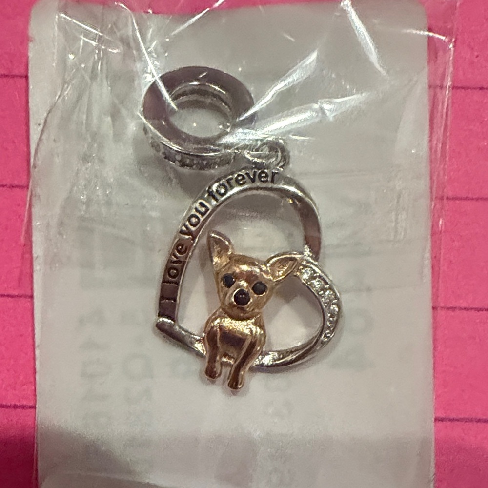 Heart Charm with Dog Pendant